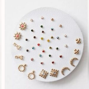 Free People Teeny Tiny Mega Stud Earrings Set Of 20 Pairs NWT